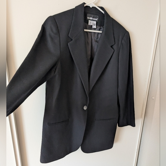 Vintage Sag Harbor Womens 14 100% Wool Blazer Sport Coat Black Classic Preppy - Picture 4 of 6